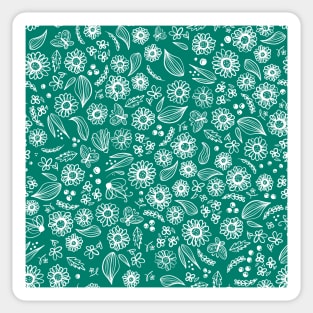 Floral Sketch Teal Sticker